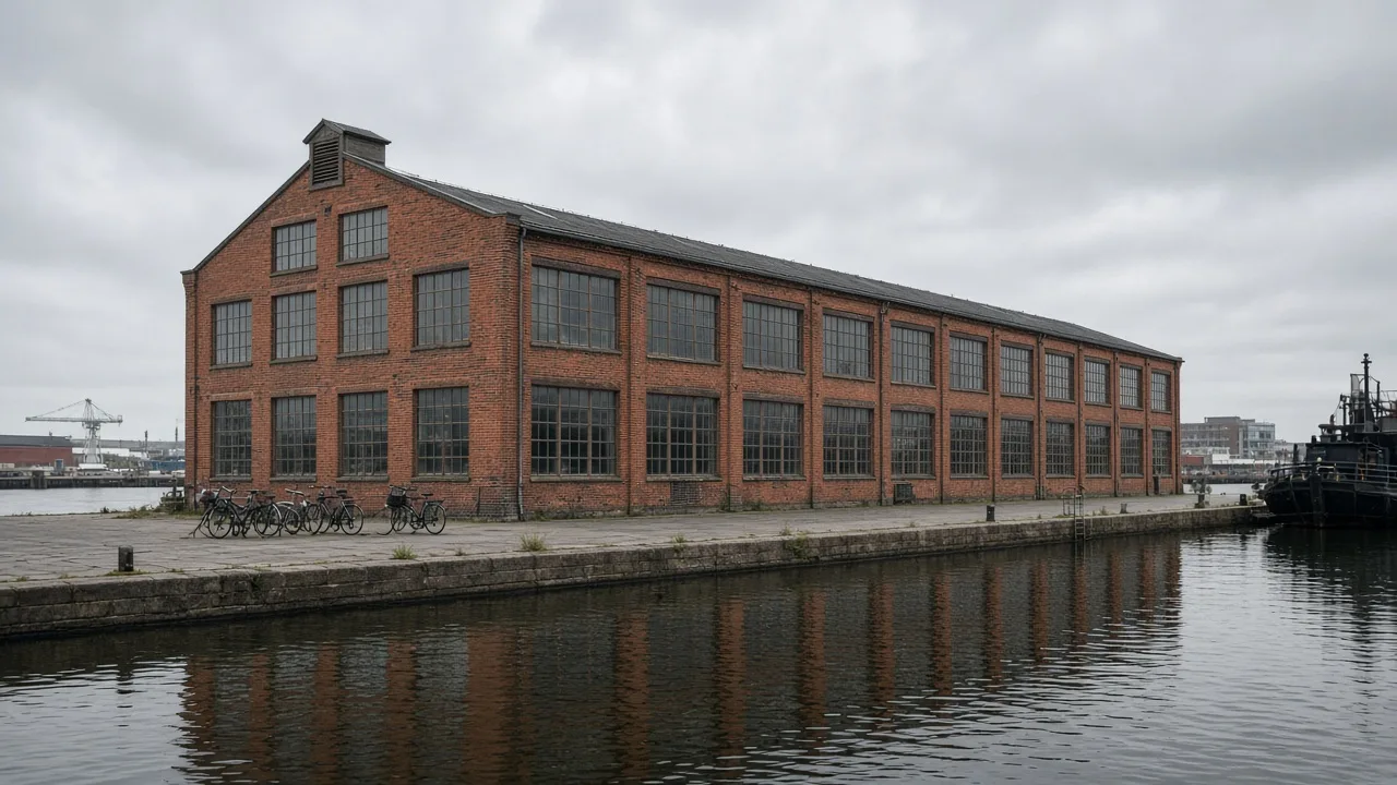 Kade en bakstenen werkplaats op Heijplaat in Rotterdam, het bezoekadres van BeroepsLeren Klimaattechniek
